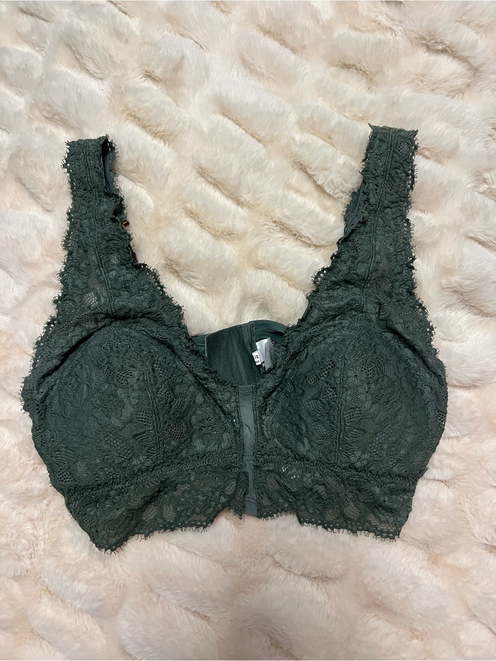 aerie Dark Green Lace Front-Close Bralette